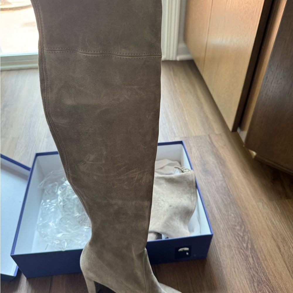 Stuart Weitzman Taupe Over-the-Knee Boots Suede